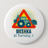 Green Digger Backhop Motor Personalisiert Name Boy Button (Vorderseite)