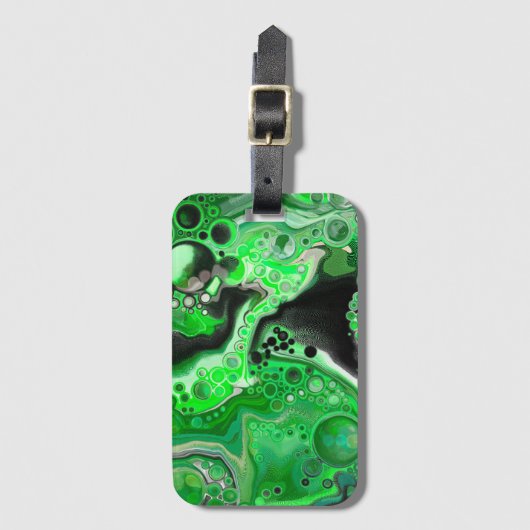 Green Digital Fluid Marble Art Gepäckanhänger (Vorderseite Vertikal)