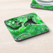 Green Digital Fluid Marble Art Getränkeuntersetzer (Linke Seite)