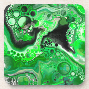 Green Digital Fluid Marble Art Getränkeuntersetzer