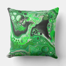 Green Digital Fluid Marble Art Kissen