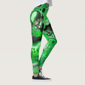 Green Digital Fluid Marble Art Leggings (Rechts)