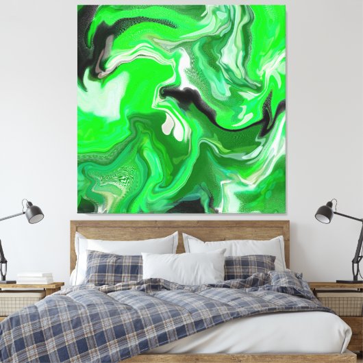 Green Digital Fluid Marble Art Leinwanddruck (Insitu (Schlafzimmer))