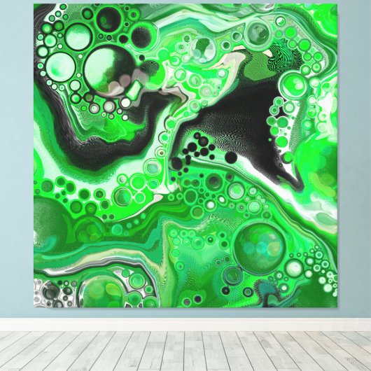Green Digital Fluid Marble Art Leinwanddruck (Insitu (Holzboden))