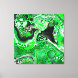 Green Digital Fluid Marble Art Leinwanddruck