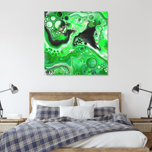 Green Digital Fluid Marble Art Leinwanddruck (Insitu (Schlafzimmer))
