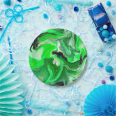 Green Digital Fluid Marble Art Pappteller (Party)