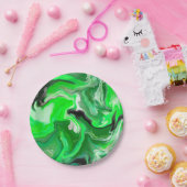 Green Digital Fluid Marble Art Pappteller (Party)