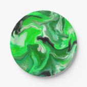 Green Digital Fluid Marble Art Pappteller (Vorderseite)