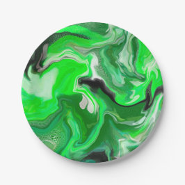 Green Digital Fluid Marble Art Pappteller