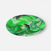 Green Digital Fluid Marble Art Pappteller (Schrägansicht)