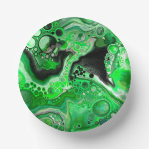 Green Digital Fluid Marble Art Pappteller