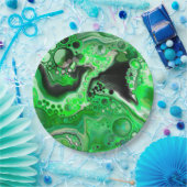 Green Digital Fluid Marble Art Pappteller (Party)