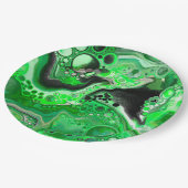 Green Digital Fluid Marble Art Pappteller (Schrägansicht)