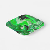 Green Digital Fluid Marble Art Pappteller (Gewinkelt)