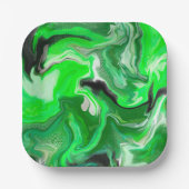 Green Digital Fluid Marble Art Pappteller (Vorderseite)