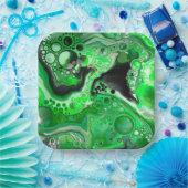 Green Digital Fluid Marble Art Pappteller (Party)