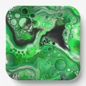 Green Digital Fluid Marble Art Pappteller (Vorderseite)