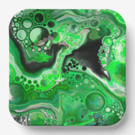 Green Digital Fluid Marble Art Pappteller