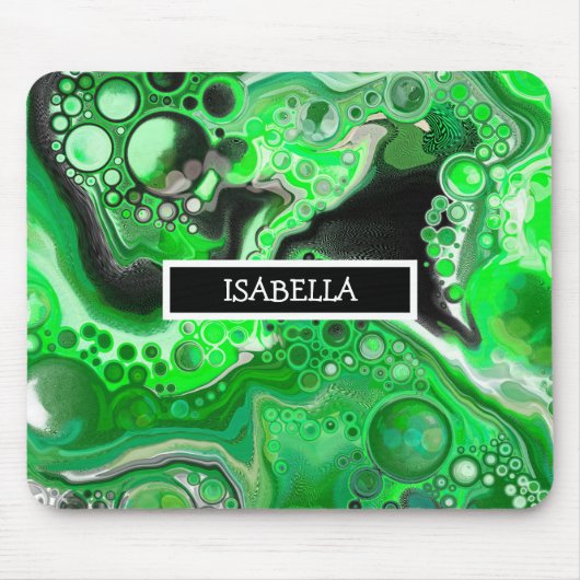 Green Digital Fluid Marble Art Personalized Mousepad (Vorne)