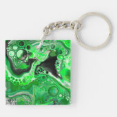 Green Digital Fluid Marble Art Schlüsselanhänger (Rückseite)