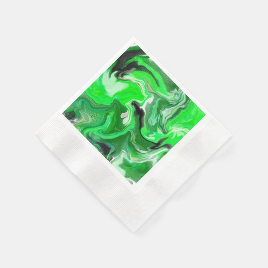 Green Digital Fluid Marble Art Serviette (Ecke)