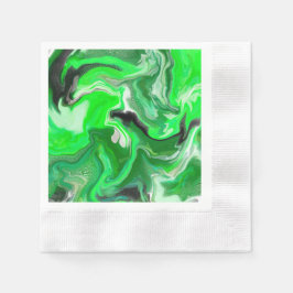 Green Digital Fluid Marble Art Serviette
