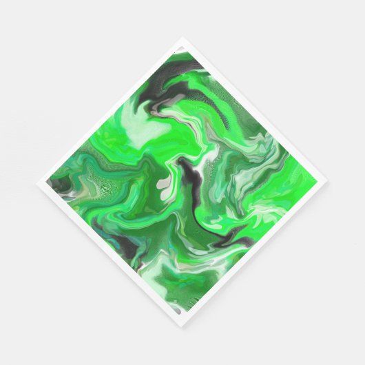 Green Digital Fluid Marble Art Serviette (Ecke)