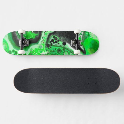 Green Digital Fluid Marble Art Skateboard (Horizontal)