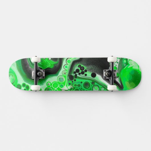 Green Digital Fluid Marble Art Skateboard (Horizontal)