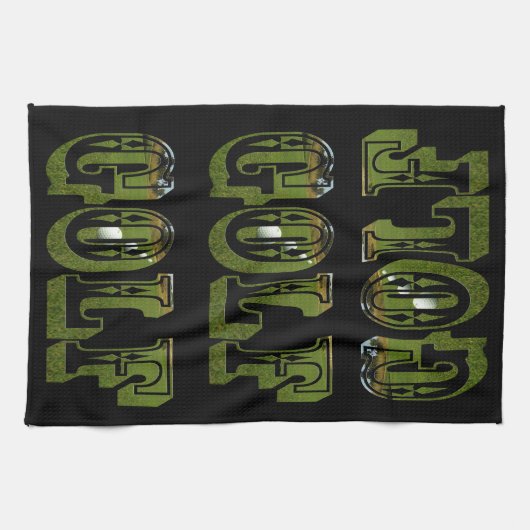 Green Dimensional Golf Picture Logo, Geschirrtuch (Horizontal)