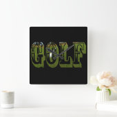 Green Dimensions Golf Word mit Balls, Quadratische Wanduhr (Zuhause)