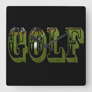 Green Dimensions Golf Word mit Balls, Quadratische Wanduhr