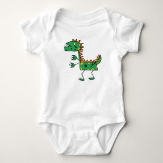 Green Dino Baby Jersey Bodysuit Strampler