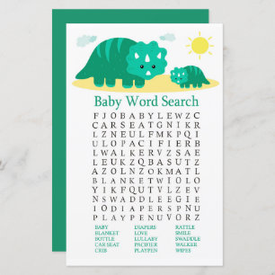 Green Dino Baby Shooter Word Search Game