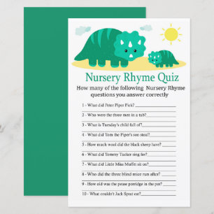 Green Dino Kinderzimmer Rhyme Quiz Kinderduschensp