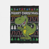 Green Dino Ugly Christmas Sweater Wildlife Series Fleecedecke (Vorderseite)