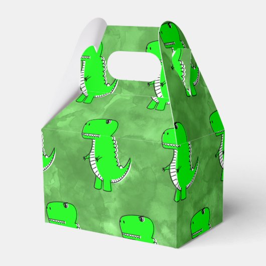 Green Dino Watercolor Kinderdusche Geschenkschachtel (Vorderseite)