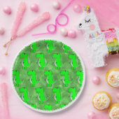 Green Dino Watercolor Kinderdusche Pappteller (Party)