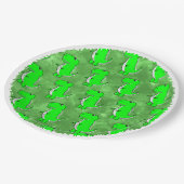 Green Dino Watercolor Kinderdusche Pappteller (Schrägansicht)