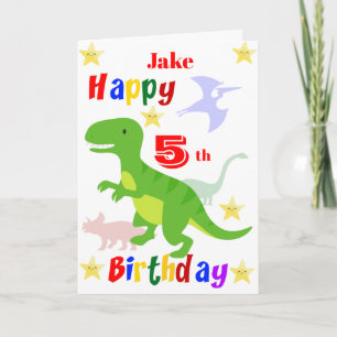 Green Dinosaur 5. Geburtstag Karte