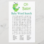 Green Dinosaur Baby Dusche Word Search Game (Vorderseite)