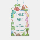 Green Dinosaur Birthday Gefältester Geschenkanhänger (Vorderseite)