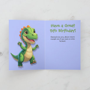 Green Dinosaur Blue Gingham Birthday Card Karte