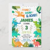 Green Dinosaur Boy Einladung (Vorderseite)