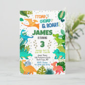 Green Dinosaur Boy Einladung (Stehend Vorderseite)