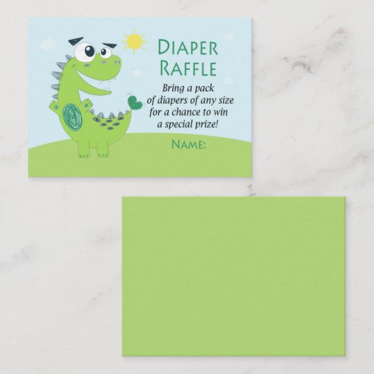 Green Dinosaur Diaper Raffles Tickets (Vorne/Hinten)