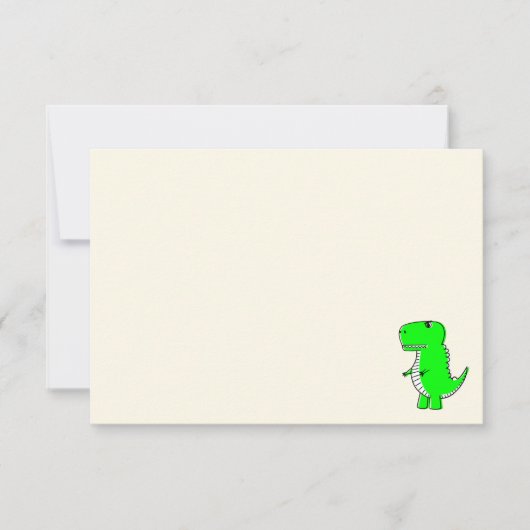 Green Dinosaur Drawing Blank Cream Off White Mitteilungskarte (Vorderseite)
