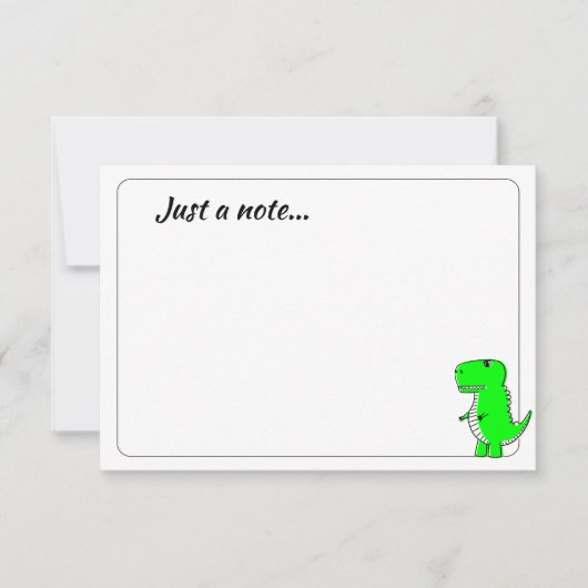 Green Dinosaur Drawing Custom Just a Note Mitteilungskarte (Vorderseite)