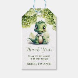 Green Dinosaur Floral Neutral Vielen Dank Geschenkanhänger